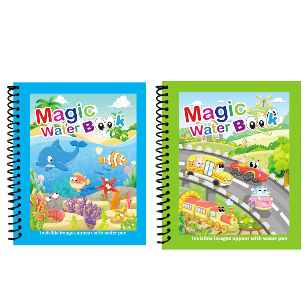 Hatwoo 2 Pack Magic Water Book With Pen (Random Color), Educational Magic Water Painting Book, Reusable Graffiti Filling Book, Christmas Gift