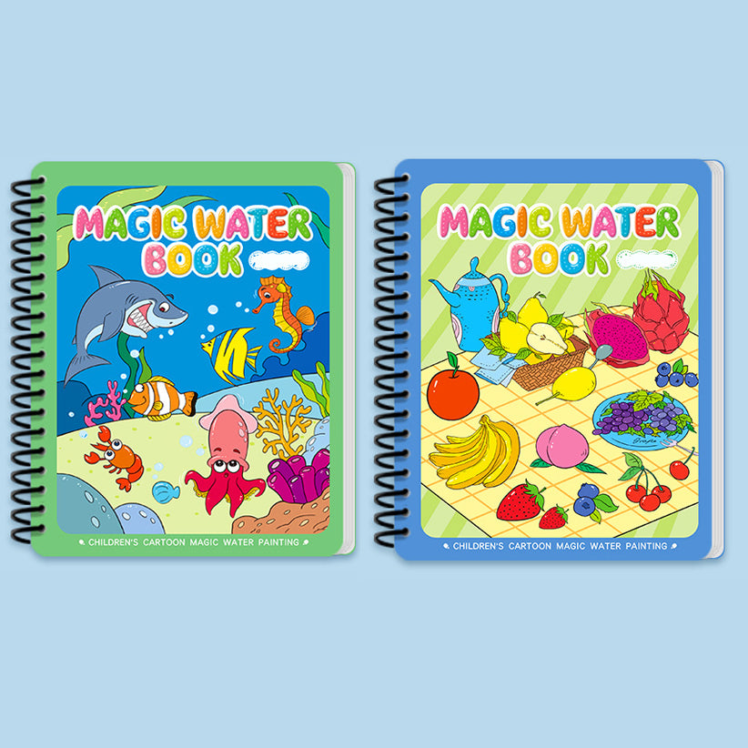 Hatwoo 2 Pack Random Style Magic Water Book With Pen (Random Color), Educational Magic Water Painting Book, Reusable Graffiti Filling Book, Christmas Gift